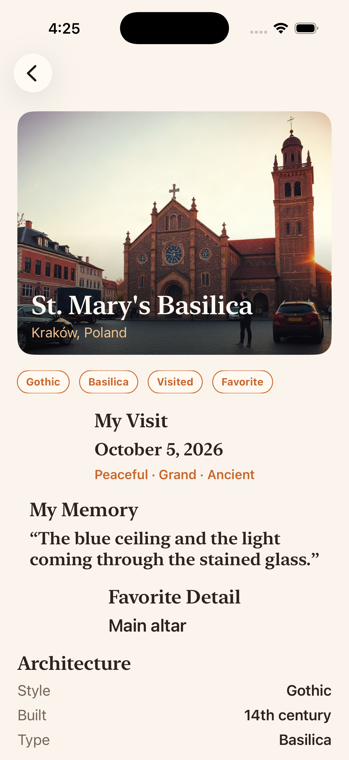 Shrine place detail for St. Mary's Basilica